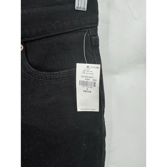 Old Navy Mid Rise Boyfriend Jeans Women 2 Petite Black NEW‎ Distressed Preppy - Picture 3 of 10